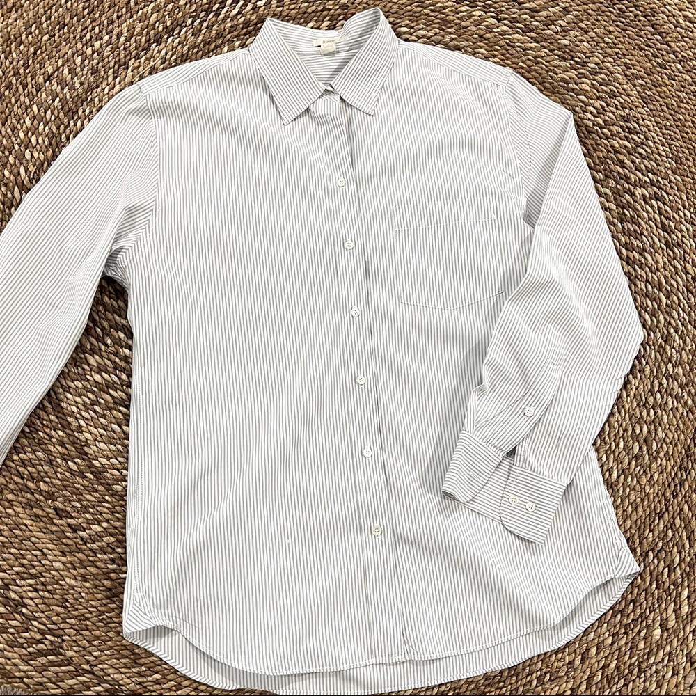 J. Crew Blue & White Striped Button Shirt